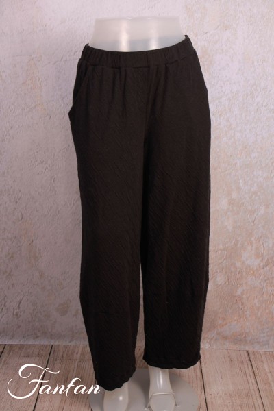 Grizas Pantalon noir coton et laine 3492/2-T52-17