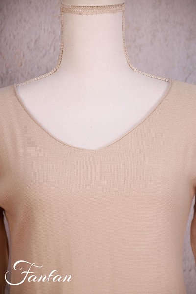 Orientique Naturally Knit Top neck long sleeve 12225 Unbleached